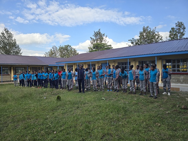 GRADE 10 GIRLS CELEBRATING THE COMPLETION OF THEIR NEW CLASSROOMS